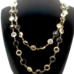 Vintage signed Swarovski necklace with bezel set clear and black crystal…